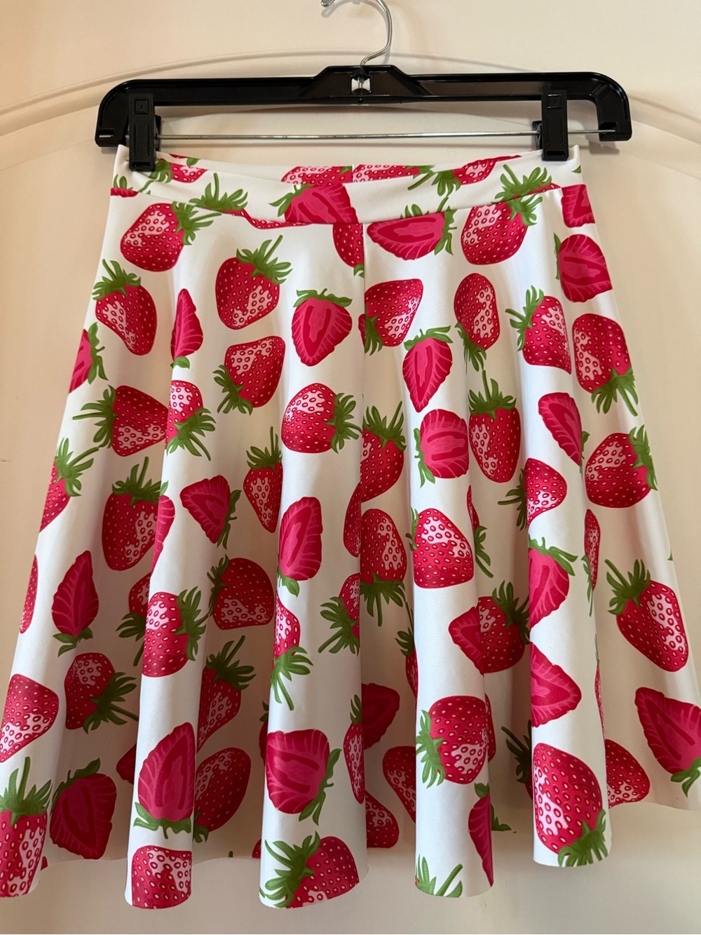 Blackmilk White Skater Skirt with Pink Strawberry Print